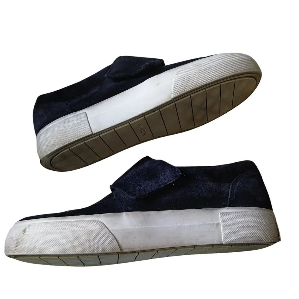 Vince Women's Size 8.5M Blue Suede Sneakers Fashion Tennis Hook Loop Closure